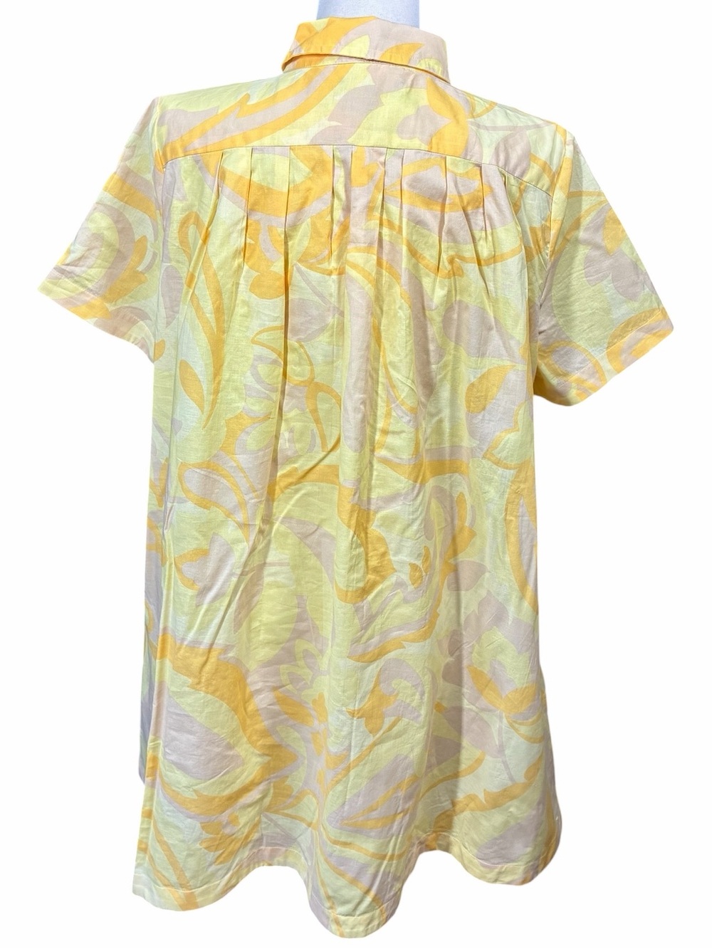 1. State Yellow Abstract Psychedelic Printed Shirt Dress Women's Size Large - Picture 5 of 8